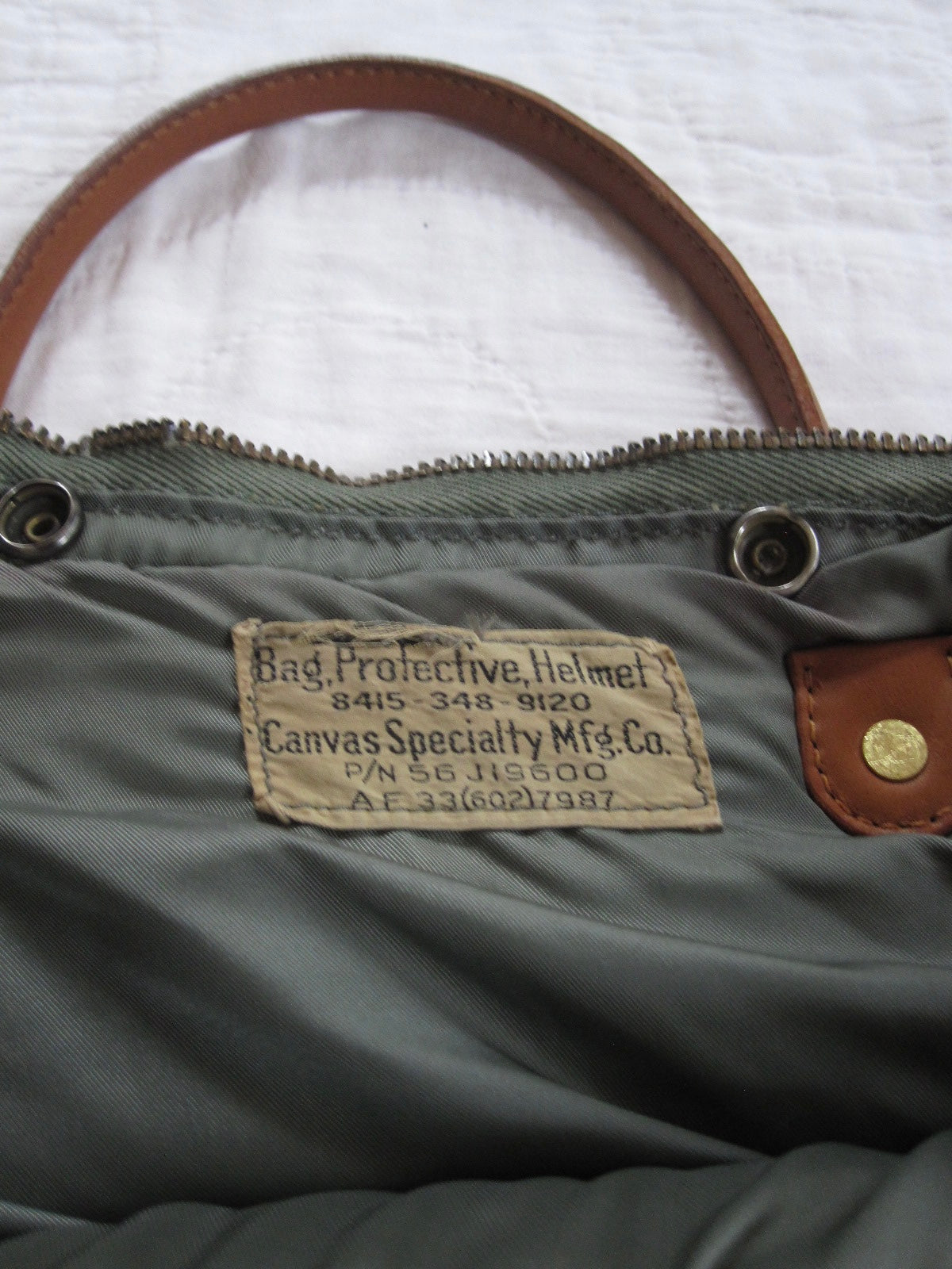 1950's USAF Helmet Bag Custom Leather Handles