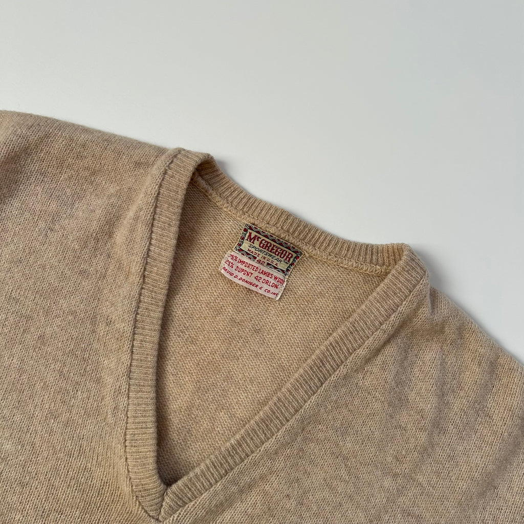1950's McGREGOR Oatmeal V-Neck Knit